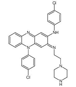 [3-(4-chloro-anilino)-10-(4-chloro-phenyl)-10H-phenazin-2-ylidene]-(2-piperazin-1-yl-ethyl)-amine Structure