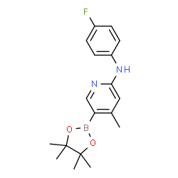 N-(4-fluorophenyl)-4-Methyl-5-(4,4,5,5-tetramethyl-1,3,2-dioxaborolan-2-yl)pyridin-2-amine结构式
