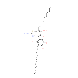 Benzofuro[3,2-e]benzothiazol-5(2H)-one,7,8,10-trihydroxy-2-imino-4,9-diundecyl- Structure