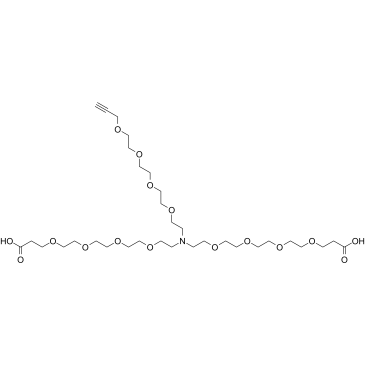 N-(Propargyl-PEG4)-N-bis(PEG4-acid) HCl structure