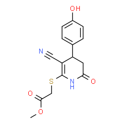 methyl 2-((3-cyano-4-(4-hydroxyphenyl)-6-oxo-1,4,5,6-tetrahydropyridin-2-yl)thio)acetate Structure