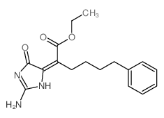 Benzenehexanoic acid, a-(2-amino-1,5-dihydro-5-oxo-4H-imidazol-4-ylidene)-,ethyl ester structure
