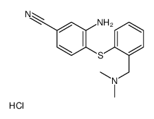 3-amino-4-[2-[(dimethylamino)methyl]phenyl]sulfanylbenzonitrile,hydrochloride Structure