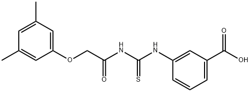 3-[[[[(3,5-dimethylphenoxy)acetyl]amino]thioxomethyl]amino]-benzoic acid结构式