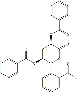 2-O,4-O,6-O-Tribenzoyl-3-deoxy-D-arabino-hexonic acid δ-lactone Structure