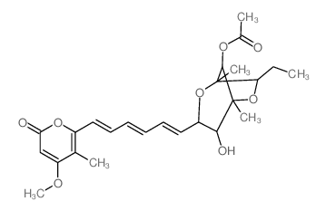 2H-Pyran-2-one,6-[(1E,3E,5E)-6-[(1S,3S,4S,5S,7R,8R)-8-(acetyloxy)-7-ethyl-4-hydroxy-1,5-dimethyl-2,6-dioxabicyclo[3.2.1]oct-3-yl]-1,3,5-hexatrien-1-yl]-4-methoxy-5-methyl- Structure