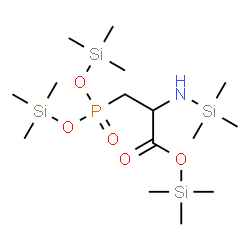 3-[Bis(trimethylsiloxy)phosphinyl]-2-[(trimethylsilyl)amino]propanoic acid trimethylsilyl ester structure