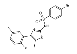 4-bromo-N-[4-(2-fluoro-5-methyl-phenyl)-5-methyl-thiazol-2-yl]-benzenesulfonamide结构式