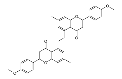 2,2'-bis-(4-methoxy-phenyl)-7,7'-dimethyl-5,5'-ethane-1,2-diyl-bis-chroman-4-one结构式