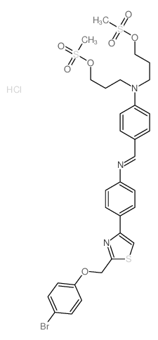 4-[[4-[2-[(4-bromophenoxy)methyl]-1,3-thiazol-4-yl]phenyl]iminomethyl]-N,N-bis(3-methylsulfonyloxypropyl)aniline Structure