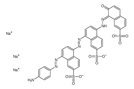 trisodium 8-[[4-[(4-aminophenyl)azo]-6-sulphonatonaphthyl]azo]-5-[(2-hydroxy-7-sulphonatonaphthyl)azo]naphthalene-2-sulphonate structure