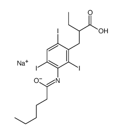 sodium,2-[[3-(hexanoylamino)-2,4,6-triiodophenyl]methyl]butanoate Structure