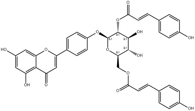 芹菜素-4'-O-(2'',6''-二-O-E-对羟基肉桂酰)葡萄糖苷结构式