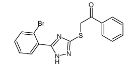 2-[[5-(2-bromophenyl)-1H-1,2,4-triazol-3-yl]sulfanyl]-1-phenylethanone结构式