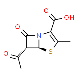 4-Thia-1-azabicyclo[3.2.0]hept-2-ene-2-carboxylicacid,6-acetyl-3-methyl-7-oxo-,cis-(9CI)结构式