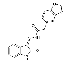 benzo[1,3]dioxol-5-yl-acetic acid [(3Z)-2-oxo-1,2-dihydro-indol-3-ylidene]-hydrazide结构式