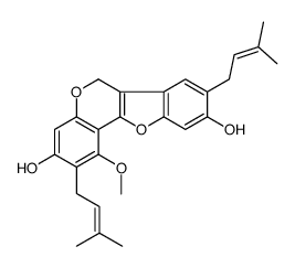 1-methoxy-2,8-bis(3-methylbut-2-enyl)-6H-[1]benzofuro[3,2-c]chromene-3,9-diol结构式