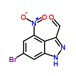 6-BROMO-4-NITRO-3-(1H)INDAZOLE CARBOXALDEHYDE结构式