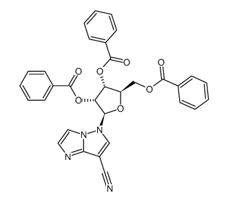 5-(2,3,5-tri-O-benzoyl-β-D-ribofuranosyl)imidazo(1,2-b)pyrazole-7-carbonitrile Structure