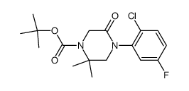 4-(2-chloro-5-fluorophenyl)-2,2-dimethyl-5-oxopiperazine-1-carboxylic acid t-butyl ester结构式