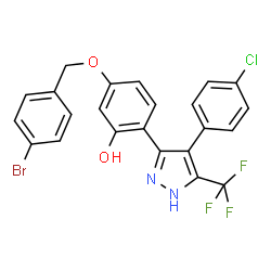 5-[(4-bromobenzyl)oxy]-2-[4-(4-chlorophenyl)-3-(trifluoromethyl)-1H-pyrazol-5-yl]phenol结构式