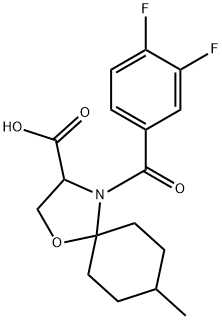 4-(3,4-二氟苯甲酰基)-8-甲基-1-氧杂-4-氮杂螺[4.5]癸烷-3-羧酸图片