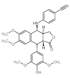 Benzonitrile, 4-[[1,3,3a,4,9,9a-hexahydro-9-(4-hydroxy-3,5-dimethoxyphenyl)-6,7-dimethoxy-1-oxonaphtho[2,3-c]furan-4-yl]amino]-, [3aS-(3a.alpha.,4.beta.,9.alpha.,9a.beta.)]-结构式