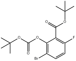 Benzoic acid, 3-bromo-2-[[(1,1-dimethylethoxy)carbonyl]oxy]-6-fluoro-, 1,1-dimethylethyl ester Structure
