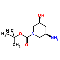 2-Methyl-2-propanyl (3R,5S)-3-amino-5-hydroxy-1-piperidinecarboxylate Structure