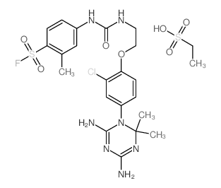 Ethanesulfonic acid, compd. with 4-[3-[2-[2-chloro-4- (4, 6-diamino-2, 2-dimethyl-s-triazin-1(2H)-yl)phenoxy]ethyl]ureido]-o-toluenesulfo nyl fluoride (1:1) picture