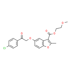 2-methoxyethyl 5-(2-(4-chlorophenyl)-2-oxoethoxy)-2-methylbenzofuran-3-carboxylate结构式