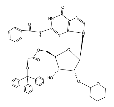 N2-benzoyl-O2'-tetrahydropyran-2-yl-O5'-trityloxyacetyl-guanosine Structure