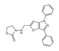 3-[(1,3-diphenyl-1H-furo[3,2-c]pyrazol-5-ylmethyl)-amino]-oxazolidin-2-one结构式