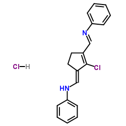 N-[[2-Chloro-3-[(phenylamino)methylene]-1-cyclopenten-1-yl]methylene]-benzenamine monohydrochloride结构式