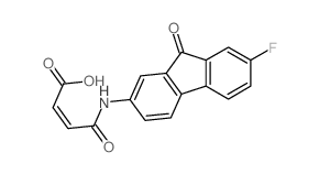 3-[(7-fluoro-9-oxo-fluoren-2-yl)carbamoyl]prop-2-enoic acid structure