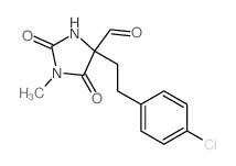 4-[2-(4-chlorophenyl)ethyl]-1-methyl-2,5-dioxo-imidazolidine-4-carbaldehyde structure