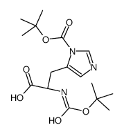 (2S)-2-[(2-methylpropan-2-yl)oxycarbonylamino]-3-[3-[(2-methylpropan-2-yl)oxycarbonyl]imidazol-4-yl]propanoic acid结构式