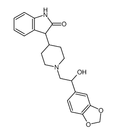 1-<2-hydroxy-2-(3,4-methylenedioxyphenyl)ethyl>-4-(2-oxoindolin-3-yl)piperidine结构式