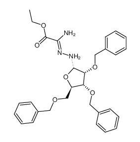 Amino(2,3,5-Tri-O-benzyl-D-ribofuranosylhydrazono)essigsaeure-ethylester Structure