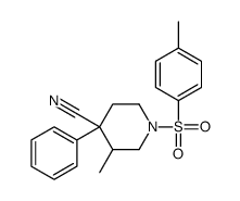 3-methyl-4-phenyl-1-(p-tolylsulphonyl)piperidine-4-carbonitrile结构式