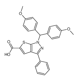 1-(bis(4-methoxyphenyl)methyl)-3-phenyl-1H-thieno[2,3-c]pyrazole-5-carboxylic acid Structure