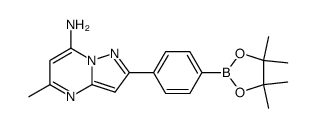 5-methyl-2-[4-(4,4,5,5-tetramethyl-[1,3,2]dioxaborolan-2-yl)phenyl]pyrazolo[1,5-a]pyrimidin-7-ylamine Structure
