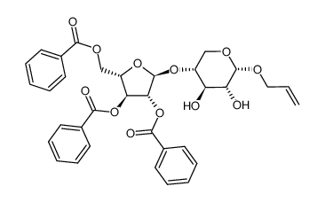allyl 2,3,5-tri-O-benzoyl-α-L-arabinofuranosyl-(1->4)-α-D-xylopyranoside Structure