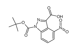 1-(tert-butoxycarbonyl)-4-nitro-1H-indazole-3-carboxylic acid结构式