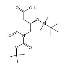 (3R)-4-(N-tert-butoxycarbonyl-N-formylamino)-3-(tert-butyldimethylsilyloxy)butyric acid Structure
