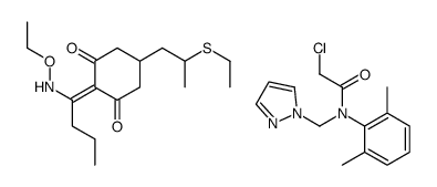 2-chloro-N-(2,6-dimethylphenyl)-N-(pyrazol-1-ylmethyl)acetamide,2-[1-(ethoxyamino)butylidene]-5-(2-ethylsulfanylpropyl)cyclohexane-1,3-dione Structure