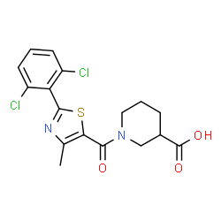 1-{[2-(2,6-dichlorophenyl)-4-methyl-1,3-thiazol-5-yl]carbonyl}piperidine-3-carboxylic acid结构式