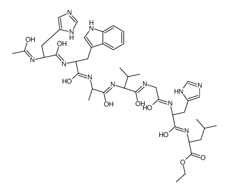 ethyl (2S)-2-[[(2S)-2-[[2-[[(2S)-2-[[(2S)-2-[[(2S)-2-[[(2S)-2-acetamido-3-(1H-imidazol-5-yl)propanoyl]amino]-3-(1H-indol-3-yl)propanoyl]amino]propanoyl]amino]-3-methylbutanoyl]amino]acetyl]amino]-3-(1H-imidazol-5-yl)propanoyl]amino]-4-methylpentanoate结构式
