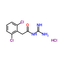N-(13C,15N2)Carbamimidoyl-2-(2,6-dichlorophenyl)(15N)acetamide hydrochloride (1:1) Structure