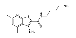 3-Amino-4,6-dimethylthieno<2,3-b>pyridin-2-N-(4-aminobutyl)thiocarbonsaeureamid结构式